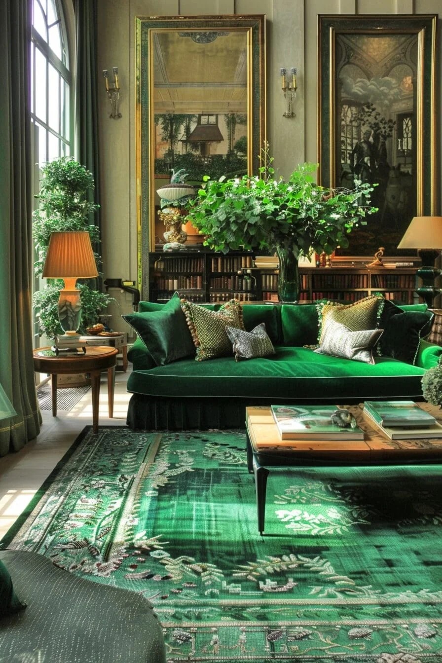 Green Textured Rug