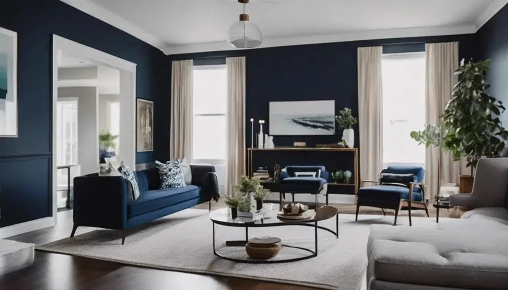 Navy Accent Wall in a Minimalist Space