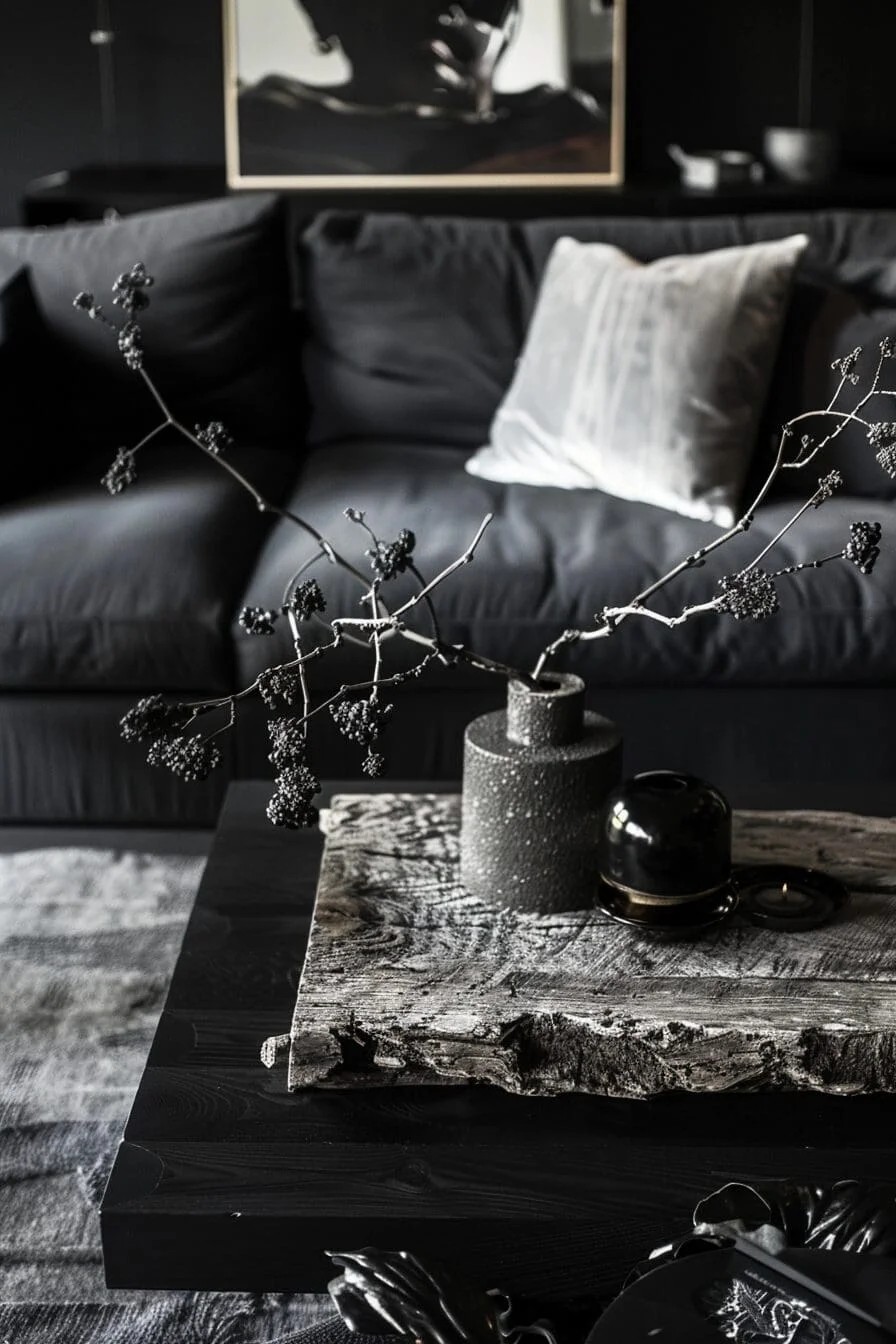 Wood and Black Coffee Table