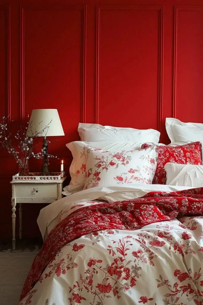 Scandinavian Red and White Decor