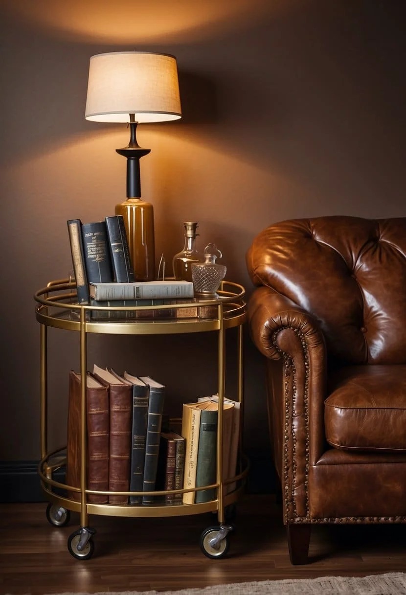 Use a Bar Cart as A Side Table for Added Functionality