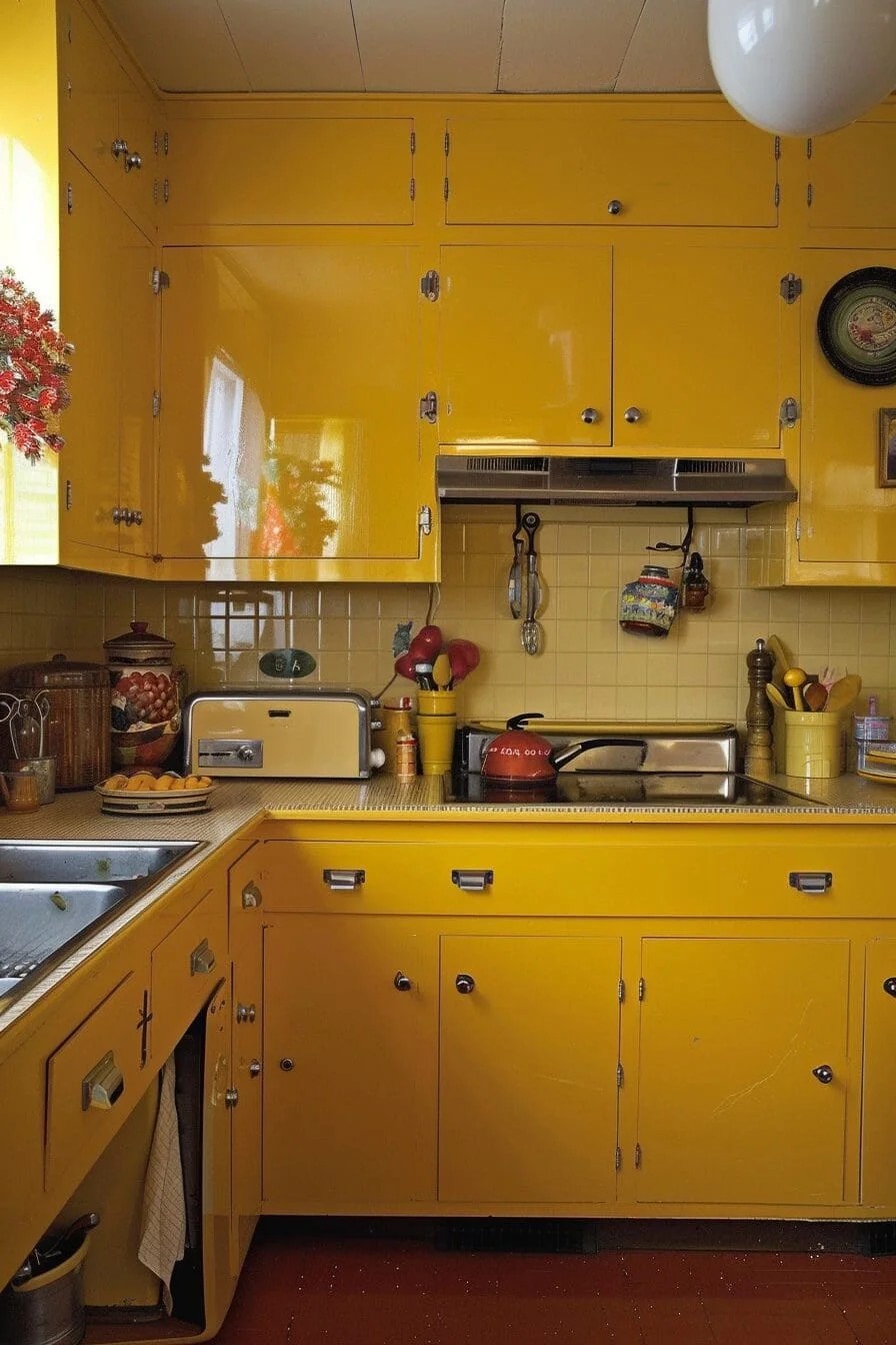 Retro Yellow Kitchen Cabinets