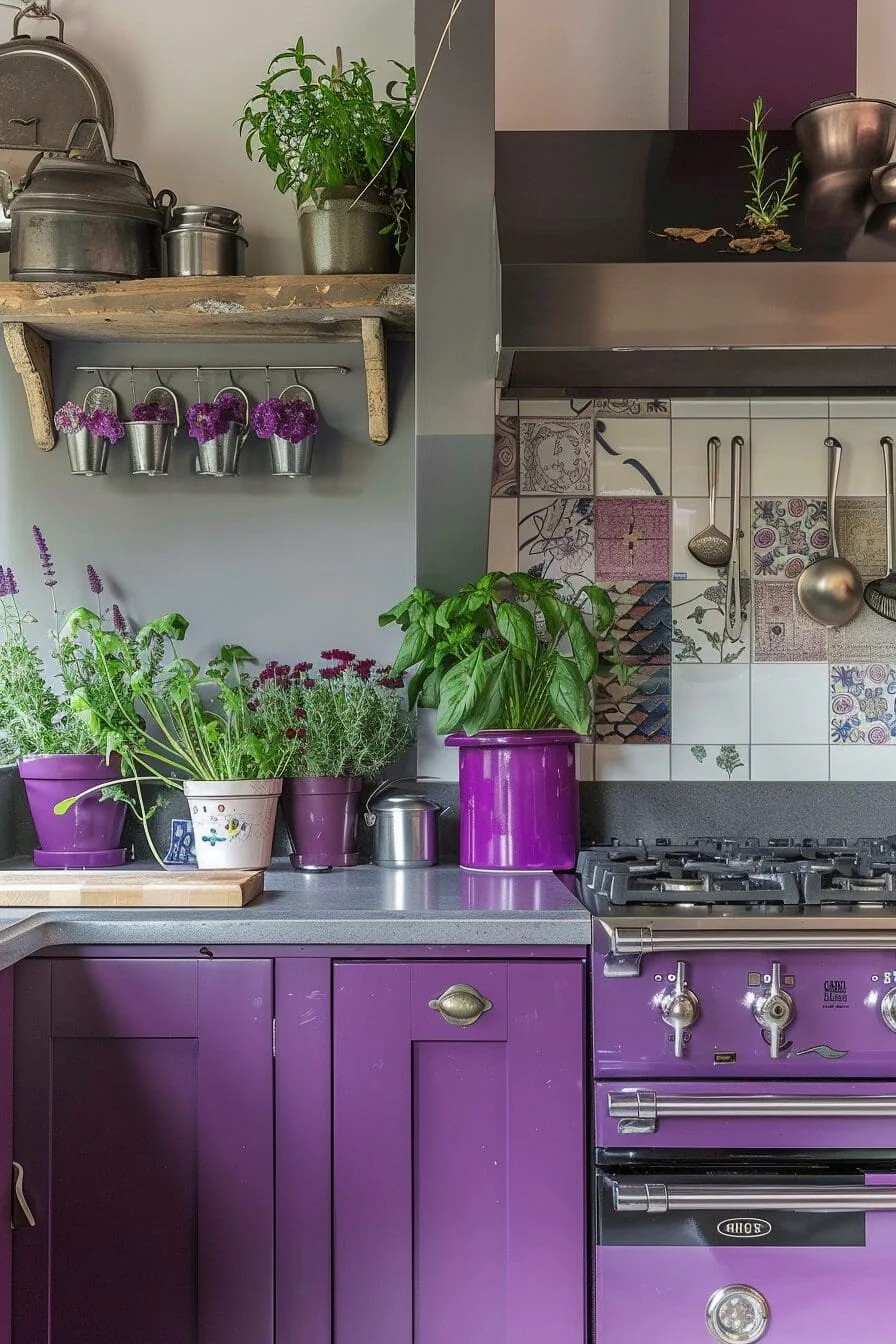 Purple Herb Planters