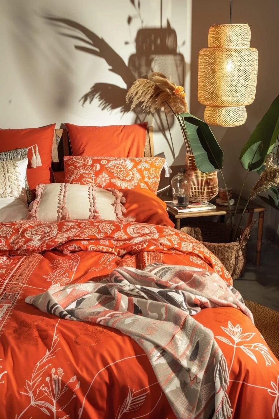 Textured Orange Duvet Cover