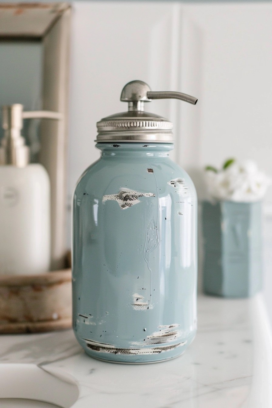 Chalk-Painted Mason Jar Soap Dispenser