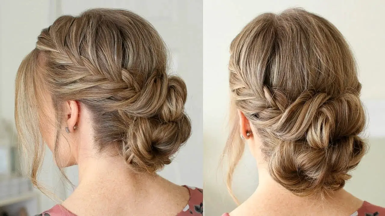 Messy Bun with Two Fishtail Braids