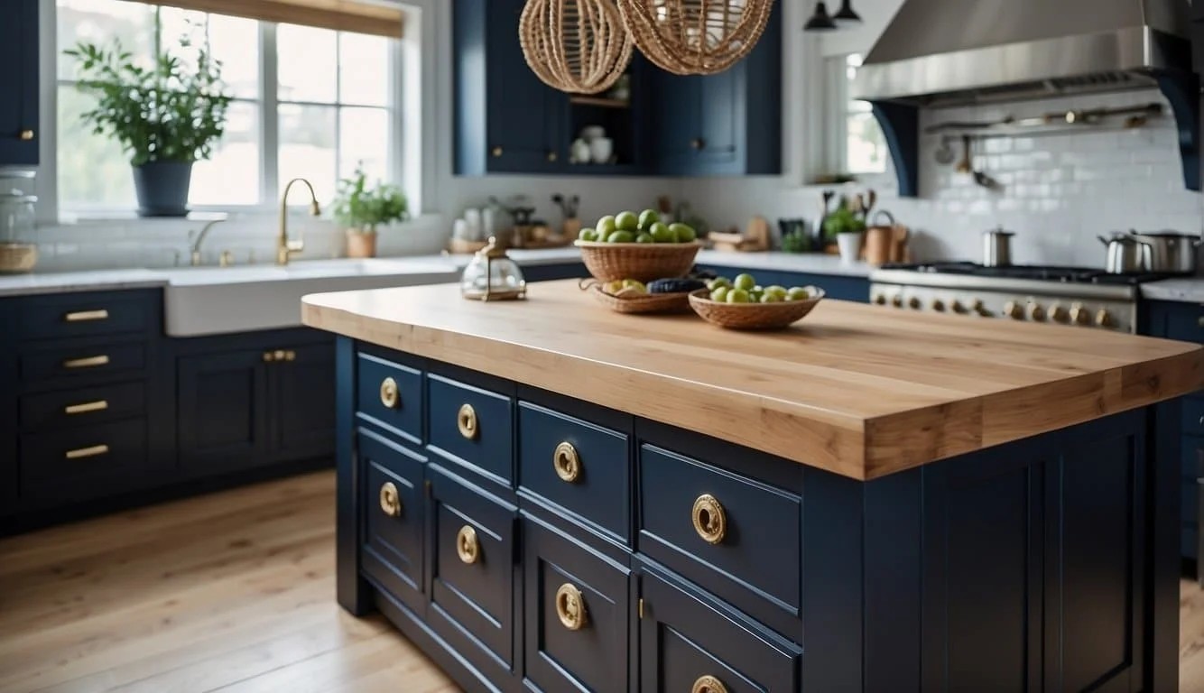 Nautical-Themed Navy Blue Kitchen Islands