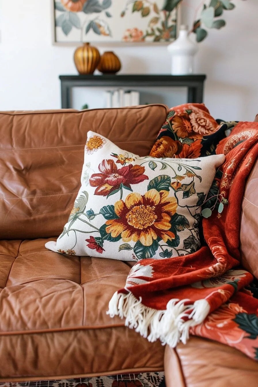 Crimson Floral Throw Blanket