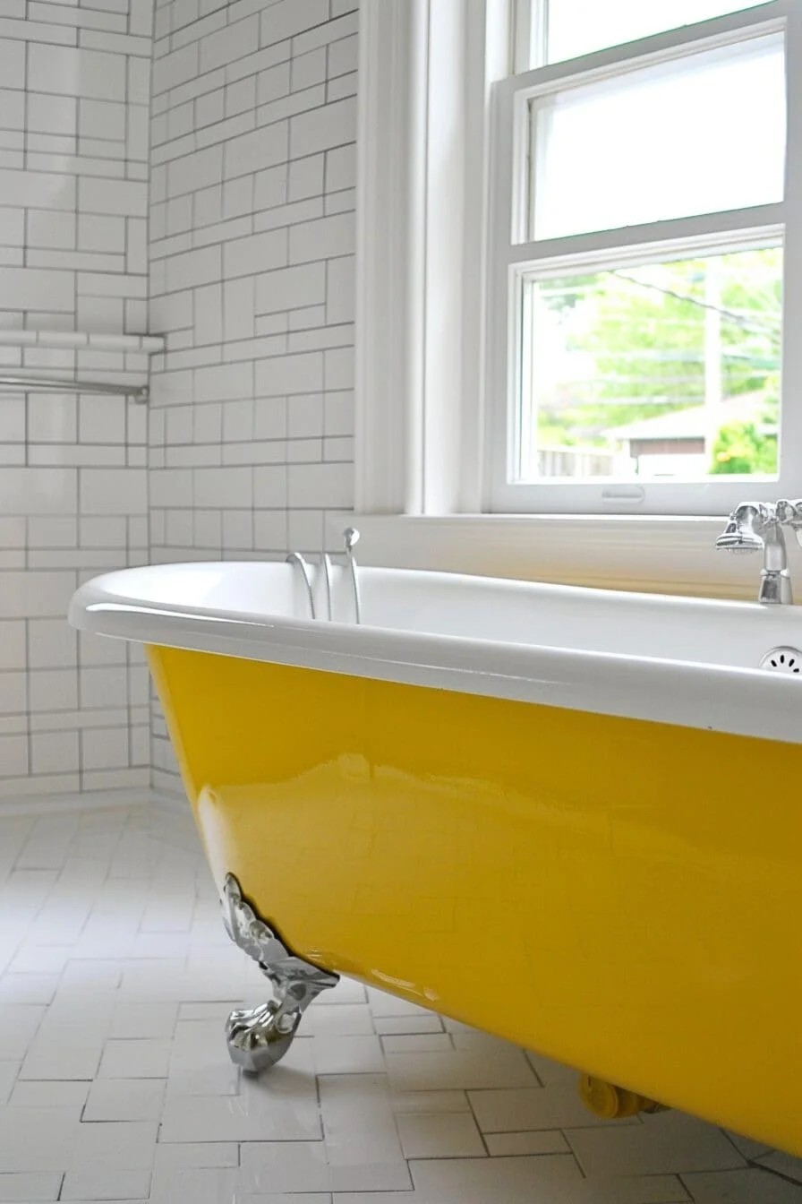 Vintage Yellow Clawfoot Tub